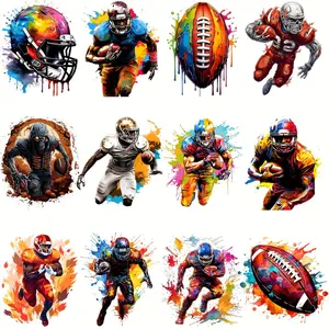 12 Pack Watercolor Rugby Shirt Transfers DIY Iron On Vinyl Heat Transfer Patches for Clothing Jeans Jackets Crafts Accessories DIY Craft Supplies
