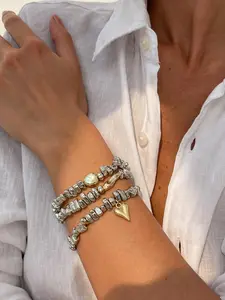 3-Piece Mixed Metal Stackable Bracelet Set | Minimalist Boho Gift for Stylish Women, Daily & Date Occasions