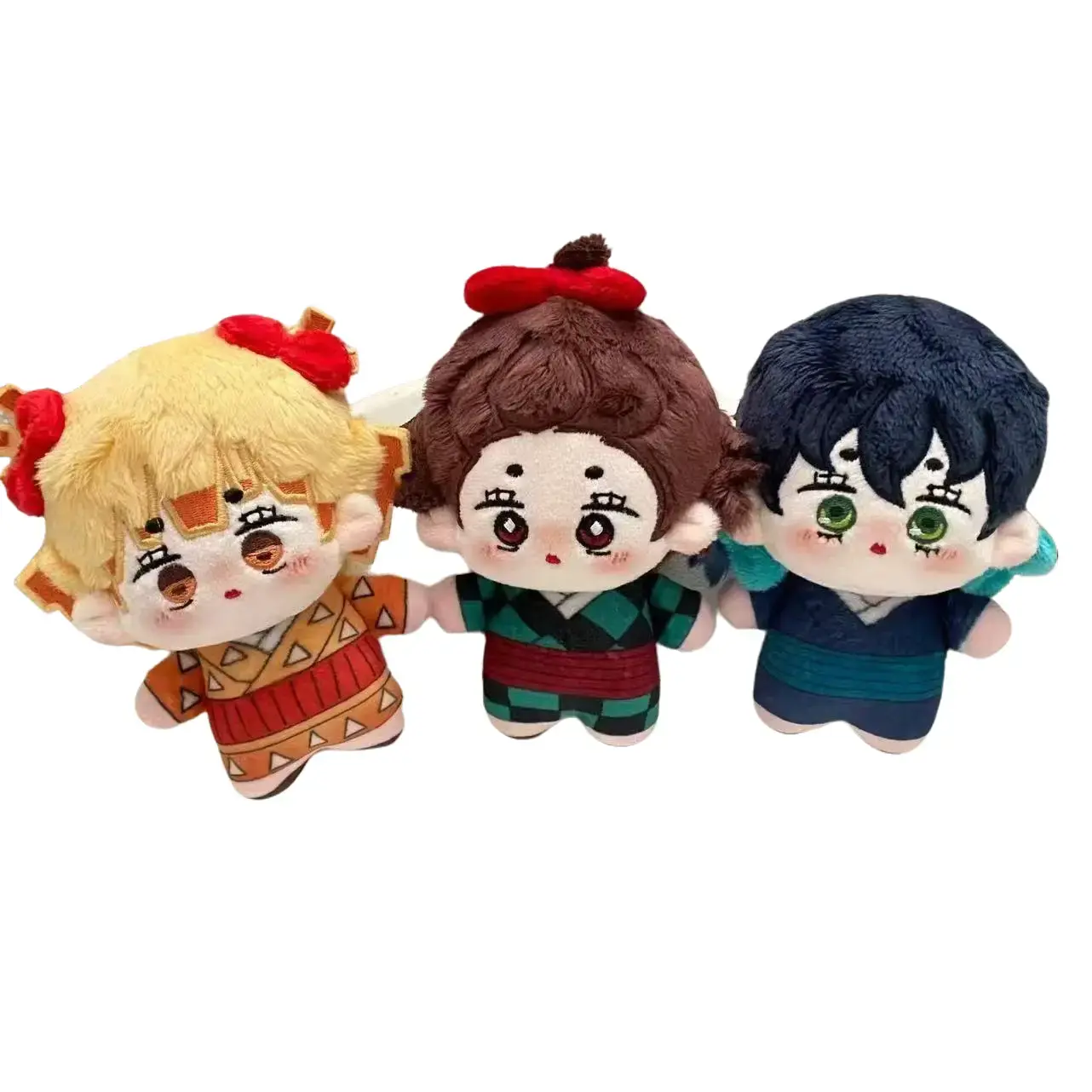 3pcs Kimetsu no Yaiba Fluffy Soft Fabric Doll Form Keychain Figures - Anime Merchandise Tanjiro, Inosuke, Zenitsu Fashion Costume Jewelry Accessories