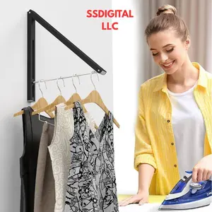 Wall-Mounted Retractable Clothes Drying Rack Folding Laundry Room Hanger for Closet Storage Organization Aluminum Easy Installation Space-Saving Drying Rack for Clothes & Hangers