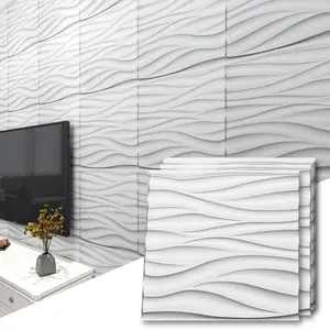 Art3d Wave Design PVC 3D Wall Panels, Pack of 12, 19.7 in. x 19.7 in., 32 Sq.ft./Case, Sound-Absorbing Decorative 3d wallpanel