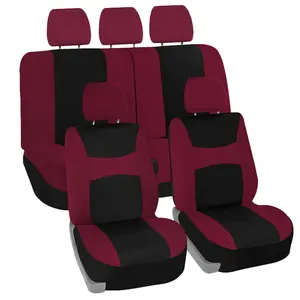 FH GROUP Light & Breezy Polyester Flat Cloth Car Seat Covers - Full Set, Multiple Splits, Airbag-Safe, Hook Closure, Machine Washable, Burgundy Car Seat Protectors, Car Seat Cover