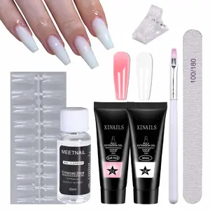 Nail Extension Gel Set, DIY Nail Kit, 1 Set Nail Art Kit with Nail File & Nail Brush & Nail Form & Clip, Professional Nail Art Kit for Women & Girls