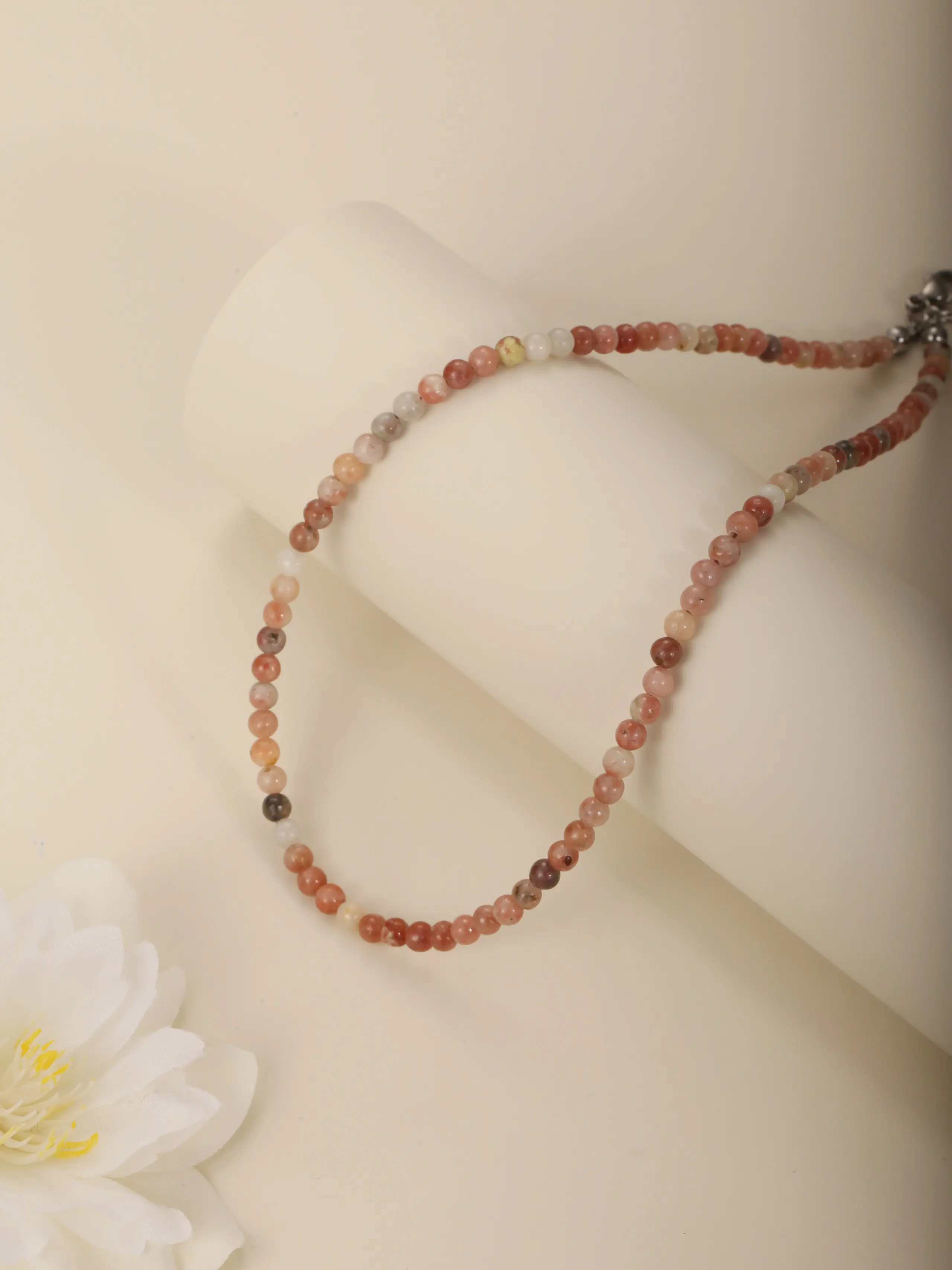 1PC Fashion 4mm Tiny Natural Stone Choker Necklace for Women Colorful Tourmaline Beaded Necklace Women Gemstone Jewelry Trendy Necklace Decorative Necklace