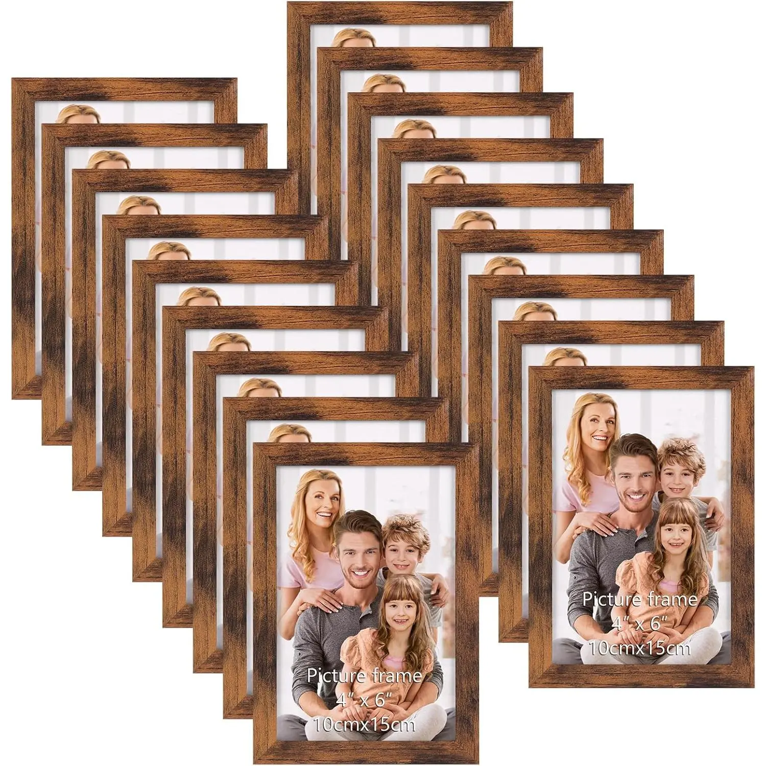 4x6 Picture Frame 18 Pack, Rustic Brown 4 x 6 Photo Frame Bulk for Wall Hanging, Tabletop Display