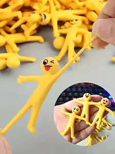 20pcs/50pcs Creative Folding Dolls, Stretchy Yellow Character Toys with Expressive Faces, Soft Plastic Relax Play and Collectible Gift for Kids, Christmas, Birthdays, Playtime Multifunction Accessories, Playful Durable Plaything, Fun Toys for Toddlers