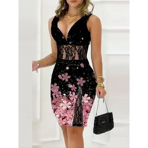 Women's printed dress, daily outdoor fashion casual sleeveless dress, summer women's dress