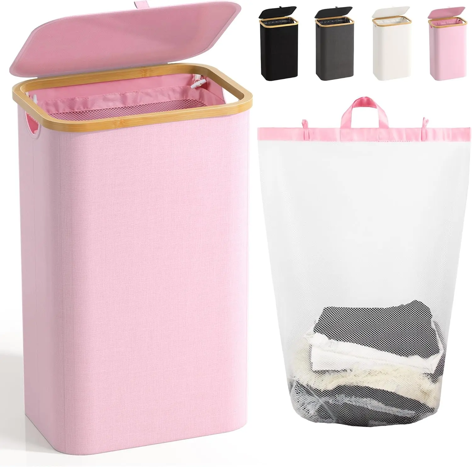 100L Laundry Hamper with Lid, Large Laundry Basket with  Handles, Clothes Hampers for Laundry with Removable Bag, Dirty Clothes Hampers for Bedroom Aesthetic,