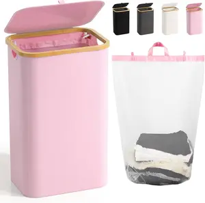 100L Laundry Hamper with Lid, Large Laundry Basket with  Handles, Clothes Hampers for Laundry with Removable Bag, Dirty Clothes Hampers for Bedroom Aesthetic,