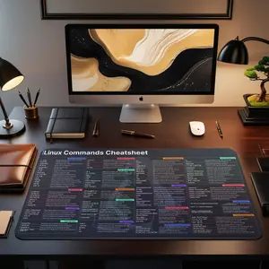 [SALE UP TO 45%] Linux Cheat Sheet Desk Mat _ Linux Shortcut Key Mouse Pad _ Water Resistant Desk Mat for Programming _ Non-slip Eco-friendly Rubber Mat