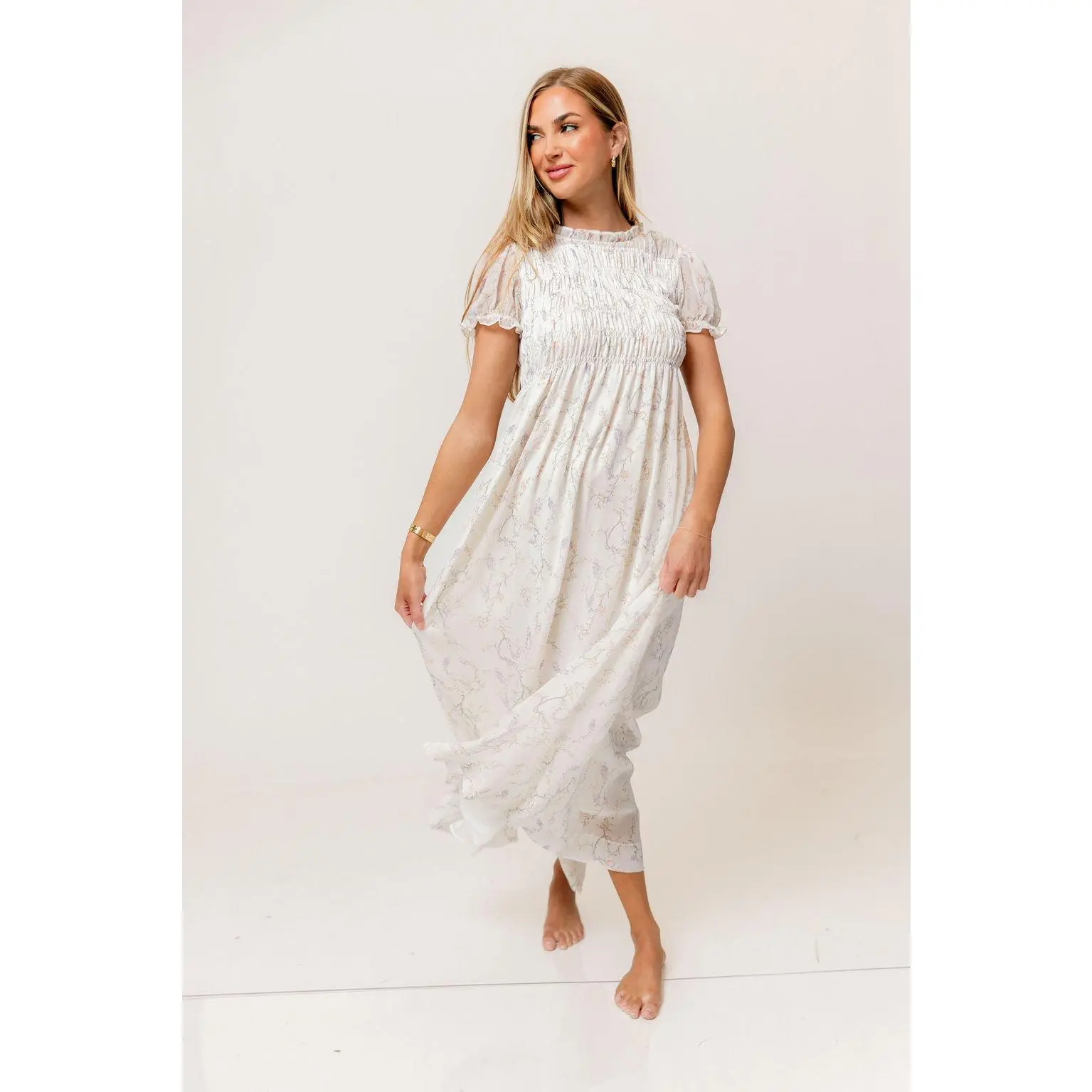Hearthstone Maxi Dress in Ivory/Lilac - Bump Friendly