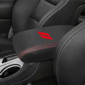 YOSRTER for Dodge Durango Accessories 2021 2022 2023 2024 2025 Center Console Armrest Cover Interior Box Anti-Scratch Leather Central Armrest Decoration (Red Stitches)
