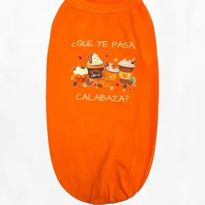 Que Te Pasa Calabaza Dog Shirts - Orange Design with Pumpkin Spice Latte & Cupcake Graphics
