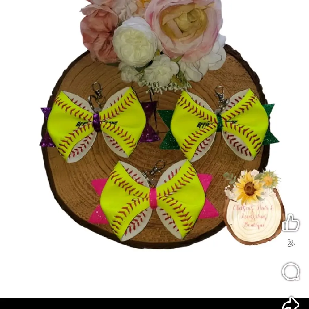 Real Softball keychain bows Real Softball keychain bows