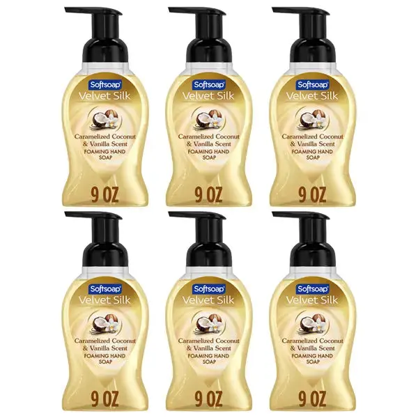 6 Pack - Softsoap Velvet Silk Foaming Hand Soap Caramelized Coconut Vanilla 9oz