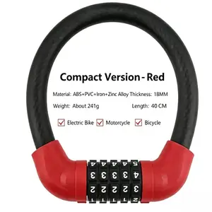 Locks Bicycle Locks Bike Locks Upgraded Bold And Extended Heavy-duty Multi-function Combination Lock 5-position Resettable Combination Bicycle U-lock Thickened Steel Chain Lock for Electric Bicycles Scooters And Motorcycles