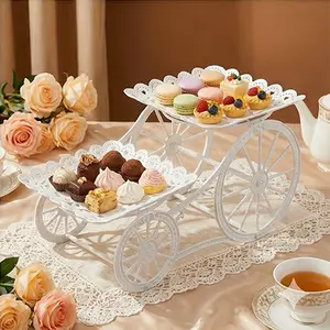 European Style Plastic Hand Truck Dessert Rack, Multi-Layer Fruit Tray, Living Room Tea Table Candy Dish, Ideal Afternoon Tea Display
