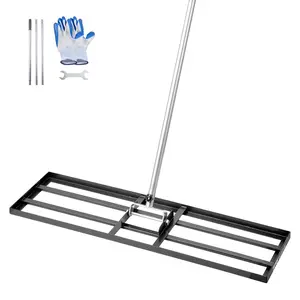 VEVOR Lawn Leveling Rake, Lawn Leveler with 83.9 in Handle, 36x10 in Ground Plate, Rust-Resistant Carbon Steel Soil Leveler, 3 Heights Adjustable, Effort Saving Lawn Leveling Tool for Yard Golf Court Aluminum Landscape Rake Gardening Yard Tool