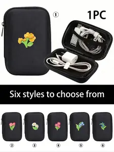 Portable Mini Storage Bag, Cute Flower Pattern, Multifunctional Travel Organizer, Versatile Travel Accessories, Waterproof Eva Camera Case, Waterproof Pouch, Essential for Digital Devices