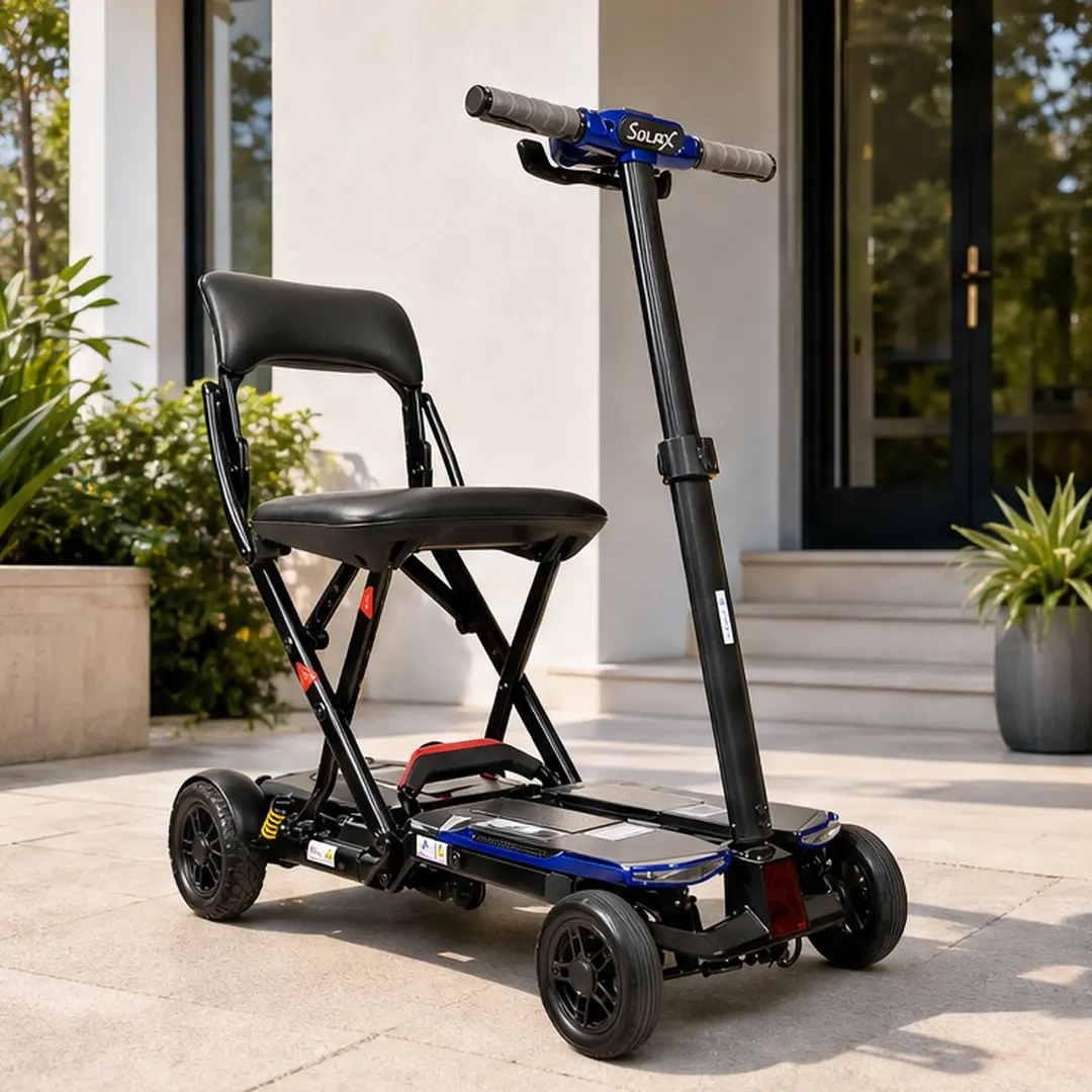 ARCH 4-Wheel Remote Folding Mobility Scooter for Adults Seniors, Lightweight Foldable Electric Scooter with Seat, 10 Mile Range, 275 lb Capacity, Blue/Red Color Options, Aluminum Alloy Frame, LED Headlight, Travel Portable, Product Weight: 55.12 lb