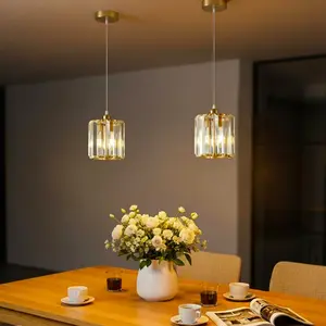 Crystal Hallway Pendant Light E27 Base, Modern Nordic LED Ceiling Lamp, Adjustable Indoor Lighting for Balcony Stairs, LED Chandelier Light