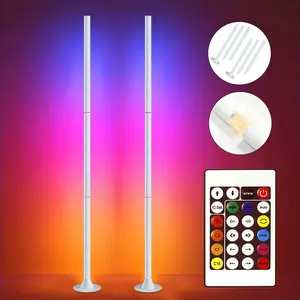 LED Rgbic Corner Floor Lamp, RGB+ic Music Sync DIY Mode, Remote Control, USB Powered, Easy Installation, Color Changing, Living Room Decor