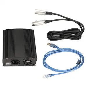 1-Channel 48V Phantom Power Supply with XLR 3 Pin Microphone Cable for Condenser Microphone Music Recording Equipment
