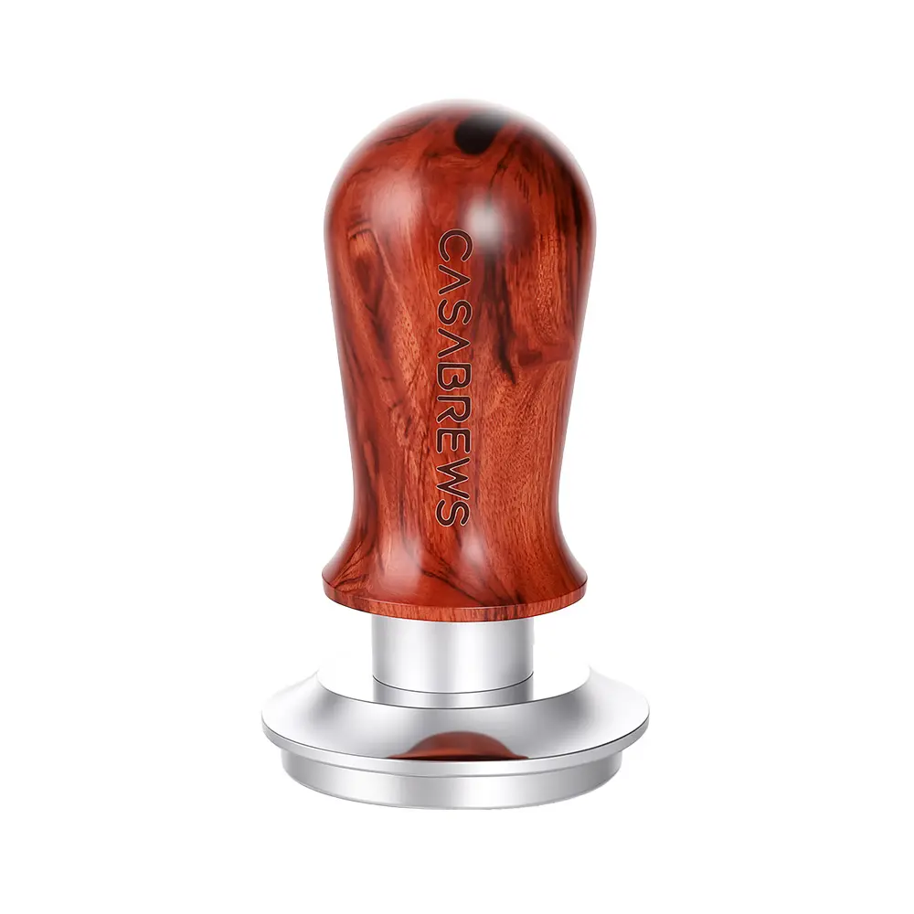 CASABREWS 51mm  Tamper, Spring Loaded Coffee Tamper with 30 lb Pressure, Walnut Wood Handle, 304 Stainless Steel Flat Base, Self Leveling  Hand Tamper for Portafilter Basket espresso accessory professional home latte set
