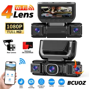 1080P HD Four-Channel Car Dvr with WiFi, Night Vision, Emergency Lock, Free Memory Card Included, Multi-Functional Driving Recorder, Safe Driving Camera, Car Dash Cam, Dashcam For Cars