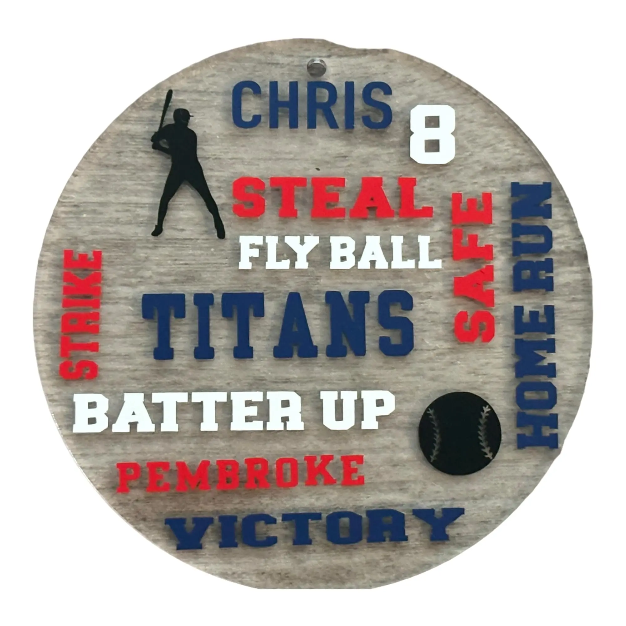 Daisy Dade Personalized Baseball Themed Acrylic Circle Ornament 3.5 Inch Round Customizable Gift for Team Player Coach School Spirit Softball Ornament