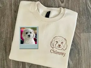 Custom Embroidered  sweatshirt with dog face/cat face, Personalized pet portrait