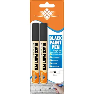 Grout Pen 2 Pack - Black - Tile Grout  & Repair Pens for Bathroom & Kitchen,  Grout  Up Markers, Restore & Recolor Grout Lines (2 Pack)