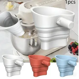 Kitchen Auxiliary Mixer Flour Funnel, Food Grade Silicone Foldable Funnel, Large Capacity Standing Mixer Attachment Blender Accessories, Dishwasher Safe