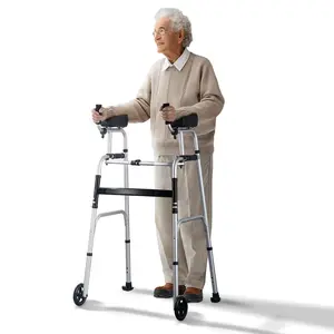 Summervibes VEVOR 2 in 1 Folding Walker Removable Armrests, Height Adjustable Foldable Walker with 5 Solid Wheels, Lightweight Aluminum Front Wheeled Mobility Aid for Elderly Handicapped Disabled, 450 Pounds
