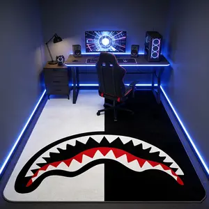 Stitched Colorblock Shark Mouth Rug, American Street Style American Fashion Living Room Entrance Durable Carpet, Handmade Tufted High Elastic Art Mat, Home Decor Rugs, Decorative Rug, Decorative Area Rug