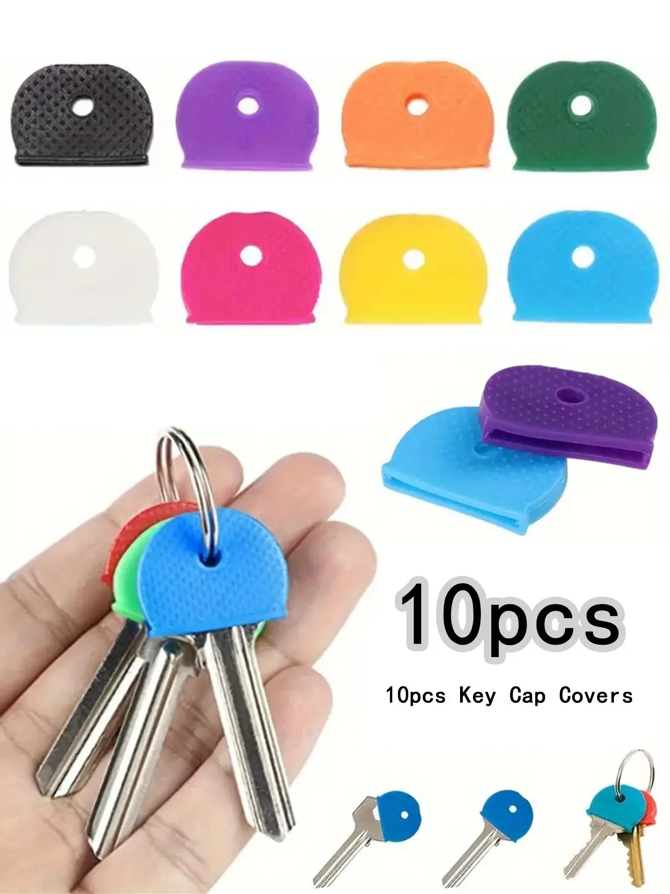Random Color Key Cap Covers, 10pcs/set Silicone Key Cap Covers for Keychain, Versatile Accessories for Door Key & Car Keys for Daily Use, Car Key Protector, Car Key Accessory