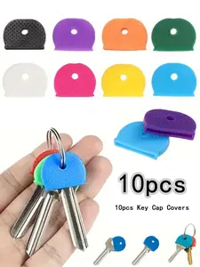 Random Color Key Cap Covers, 10pcs/set Silicone Key Cap Covers for Keychain, Versatile Accessories for Door Key & Car Keys for Daily Use, Car Key Protector, Car Key Accessory