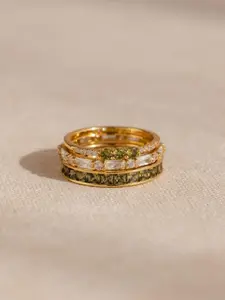 3 Piece Vintage Olive Stackable Rings Set for Women, Elegant Engagement Wedding Anniversary Gift, Stylish Jewelry Collection