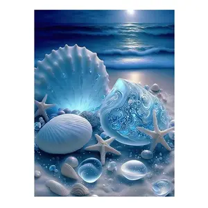 Diamond Painting Kit-Seashell Art for Adults, 12x16inch DIY 5D Gem Art, Frameless Wall Decor