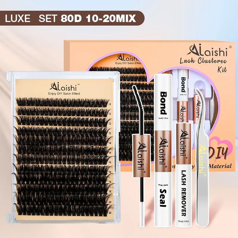 Ailaishi DIY Lash Clusters Kit - 60/80/100/150D Cluster False Lashes (10-20mm Dense Volume), Eyelash Enhancing Bundle Set with Bond, Seal, Remover, Tweezers for Self-Use Makeup Eye Makeup DealsForYouDays, Eyelash Extension Set, Bundle Set False Eyelashes