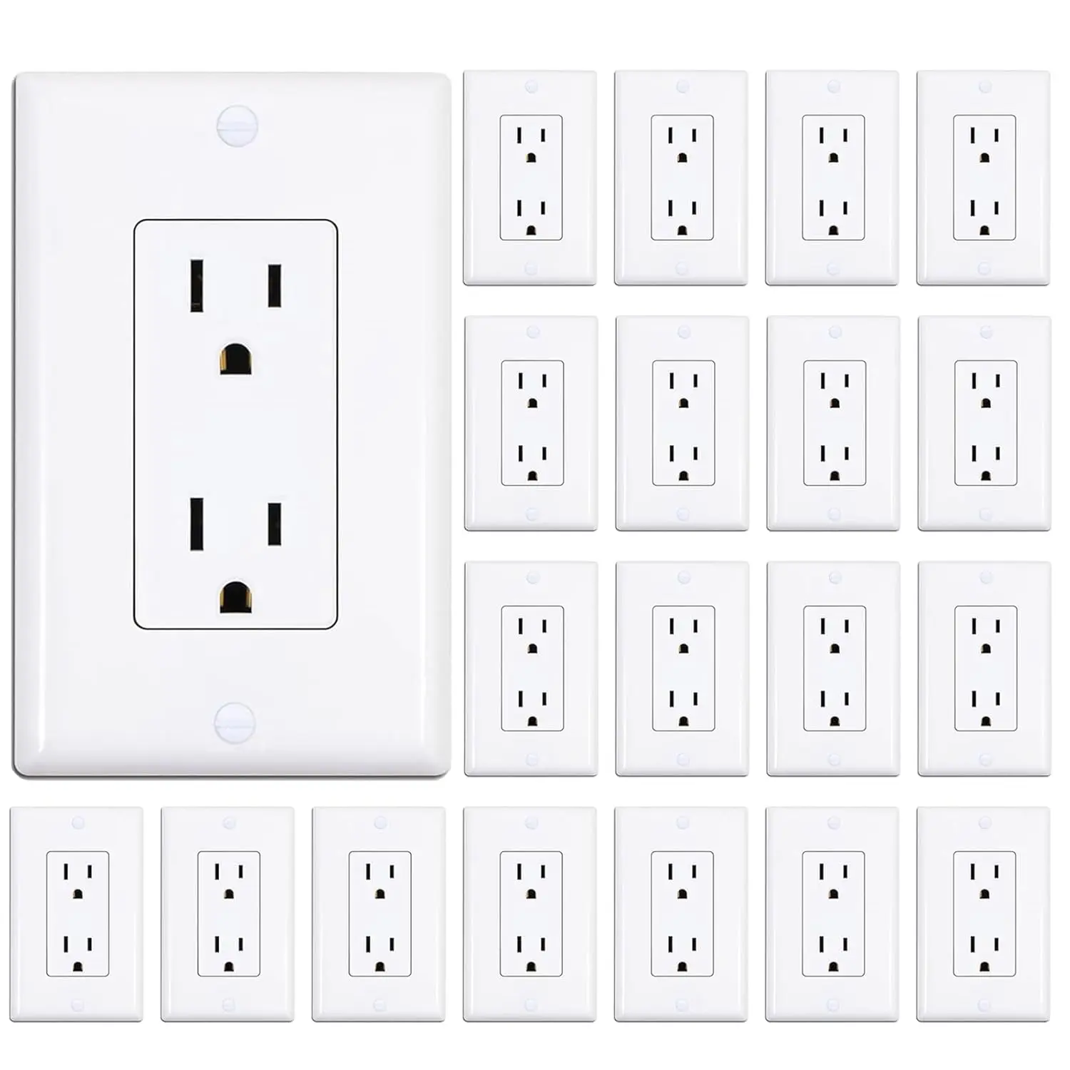 Modern White 20-Pack Tamper Resistant TR Standard Duplex Electrical Outlets for Home Office Safety & Convenience Usb Socket Usb Multi Plug