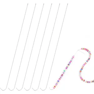 6 PCS Beading Needles 7.4 inch Bead Spinner Needles, 0.7mm Diameter Beaded Needles for Beads Rotating Jewelry Making, DIY Waist Beads, Bracelets, Necklaces