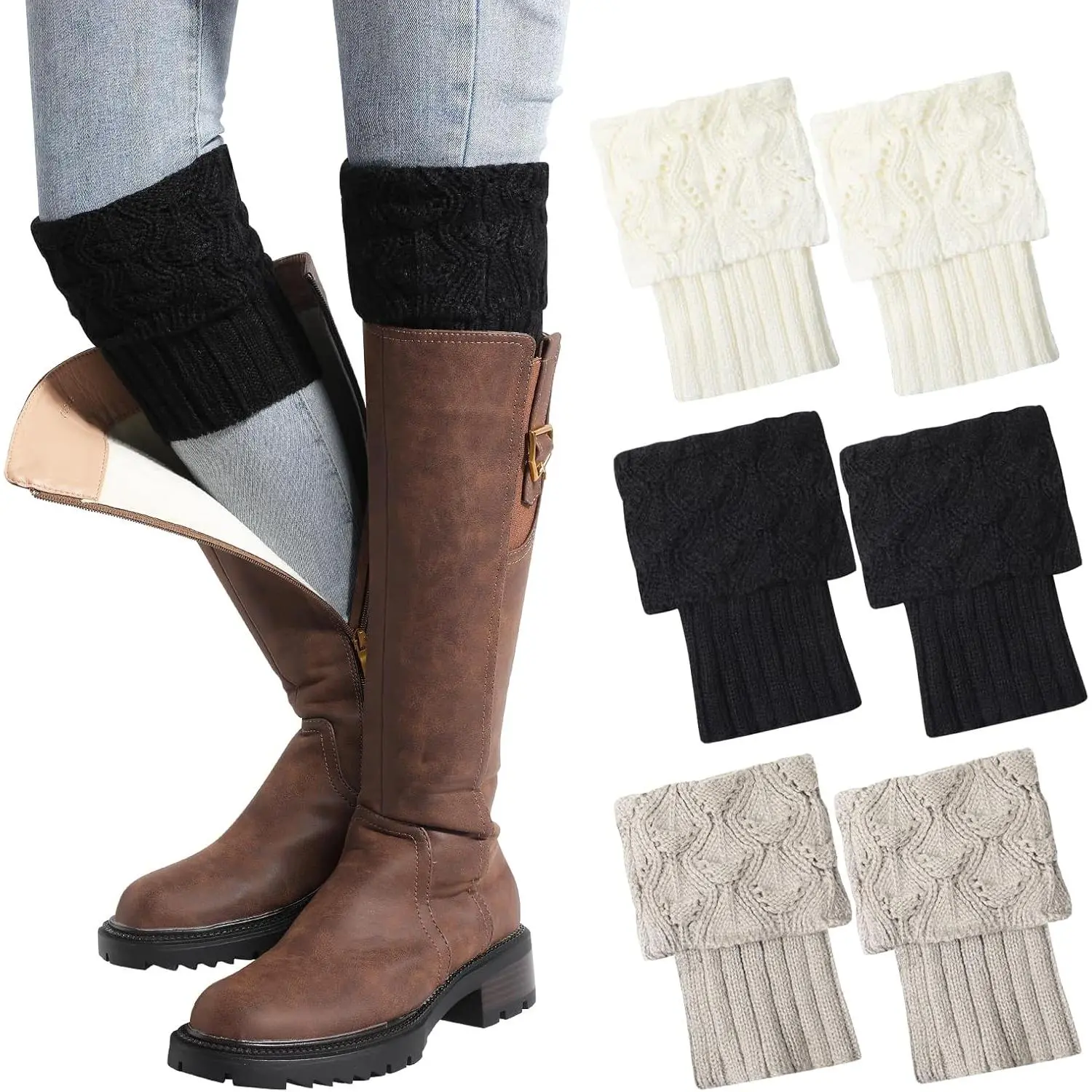 OUTDOOR Leg Warmers - Boot Socks for Women, 1 Pair Boot Cuffs Topper for Women Winter Leg Warmer Socks, Ankle Warmers