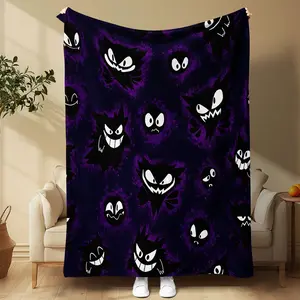 Cute Gengar Blanket, Soft Bedding Accessory, Perfect Gift for Bedroom Decor, Comfortable Ghost Design, Ideal for Collectors, Soft Cozy Blanket