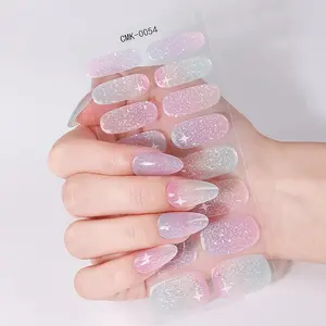 16pcs Glossy Star Translucent Glitter Gel Nail Strips, Gradient Self-Adhesive Nail Stickers, DIY Nails, DIY Home Nail Art Design for Women, Self-Use Nail Decorations