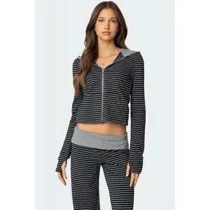 Meggy Striped Zip Up Hoodie