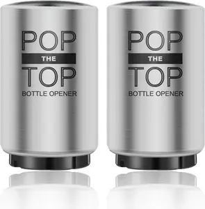 2 count Automatic  Bottle Opener with  Cap Catcher, Pop The Top Stainless Steel One Handed Lid Opening Spring Loaded Push&Pop for Kitchen Bar Home Restaurant Utensils  Accessories