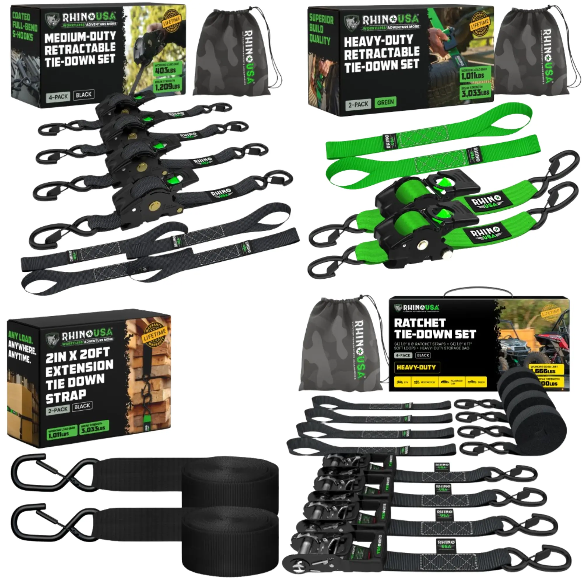 Rhino USA Retractable Ratchet Bundle