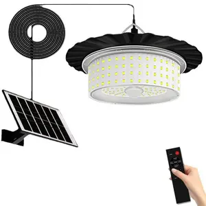224-LED Solar Pendant Light with Moving Sensor, 5 Modes Waterproof Floodlight with Remote Control, Solar Lights Outdoor, Outdoor Safety Lighting, Safety Outdoor Wall Light for Patio, Deck, Shed, Camping
