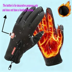 Outdoor Winter Gloves, Touchscreen andWindproof Full-Finger Gloves for Sports, Travel,and Daily Activities WB The button is for decorative purposes only and does not have a heating function.